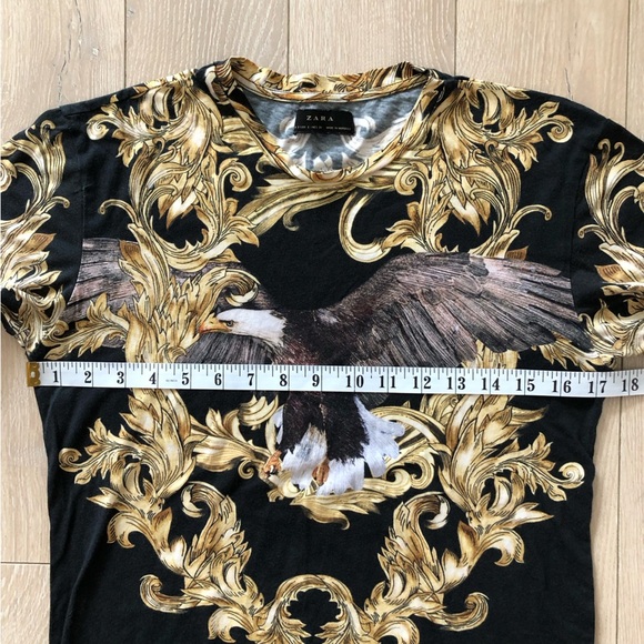 Zara Eagle Print T Shirt in Black Size S - Picture 8 of 9